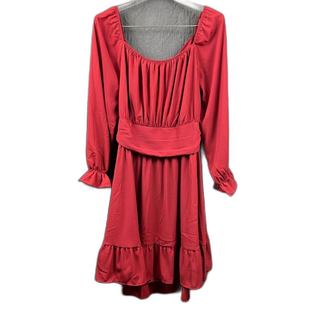 Byinns Open Tie Back Square Neck Lantern LS Elastic Waist Mini Dress SZ XXL:NWT - Picture 6 of 16